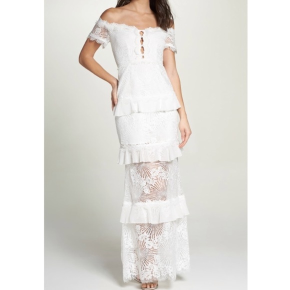 Anthropologie Dresses & Skirts - FOXIEDOX Off Shoulder Ruffle Gown